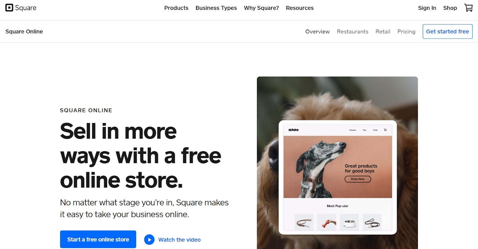 Square Online website builder homepage