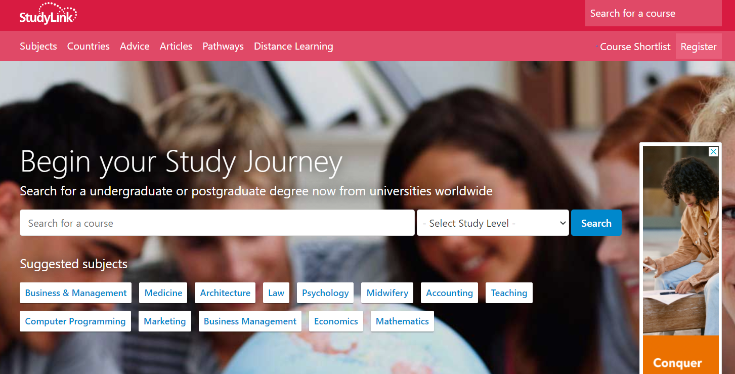 StudyLink Landing Page