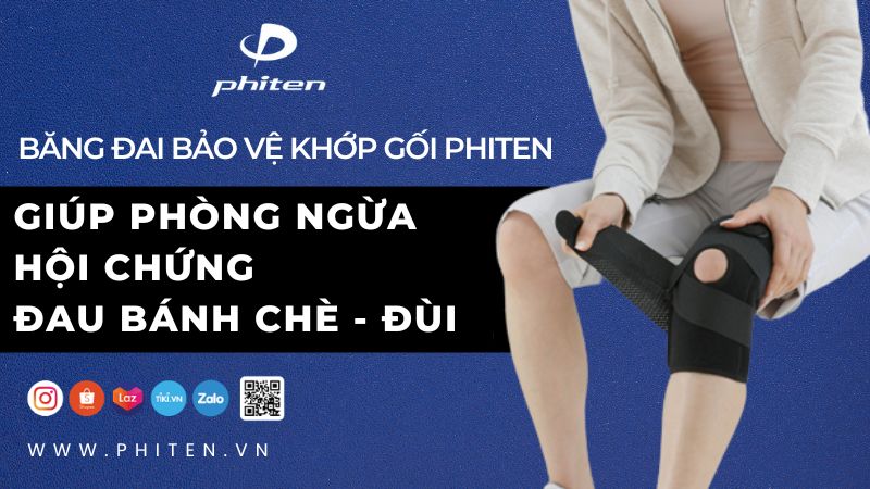 Băng đai bảo vệ khớp gối Phiten giúp phòng ngừa hội chứng đau bánh chè - đùi