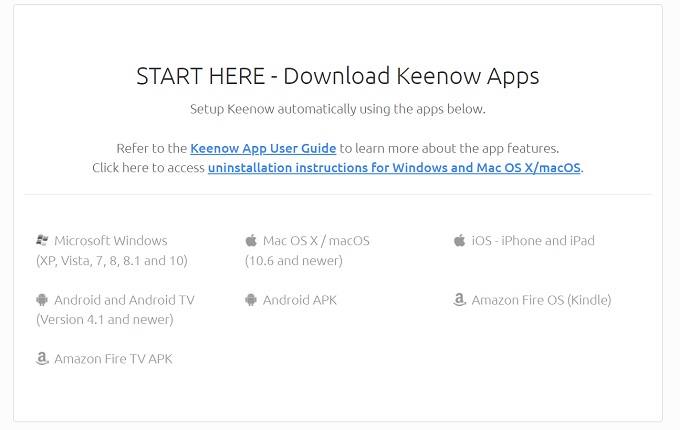 Keenow Download page