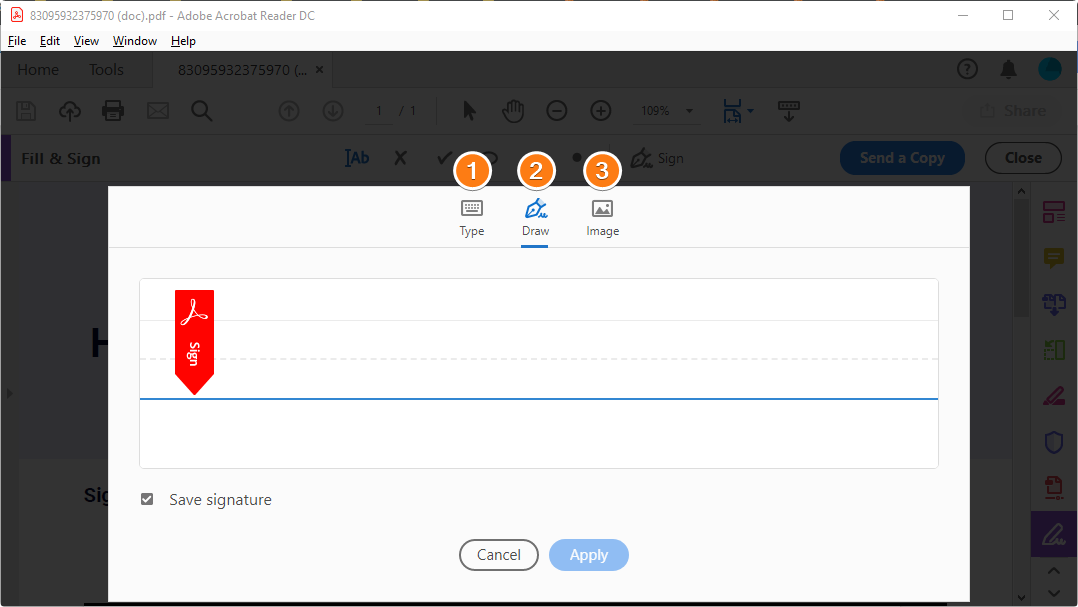 التوقيع على ملف pdf