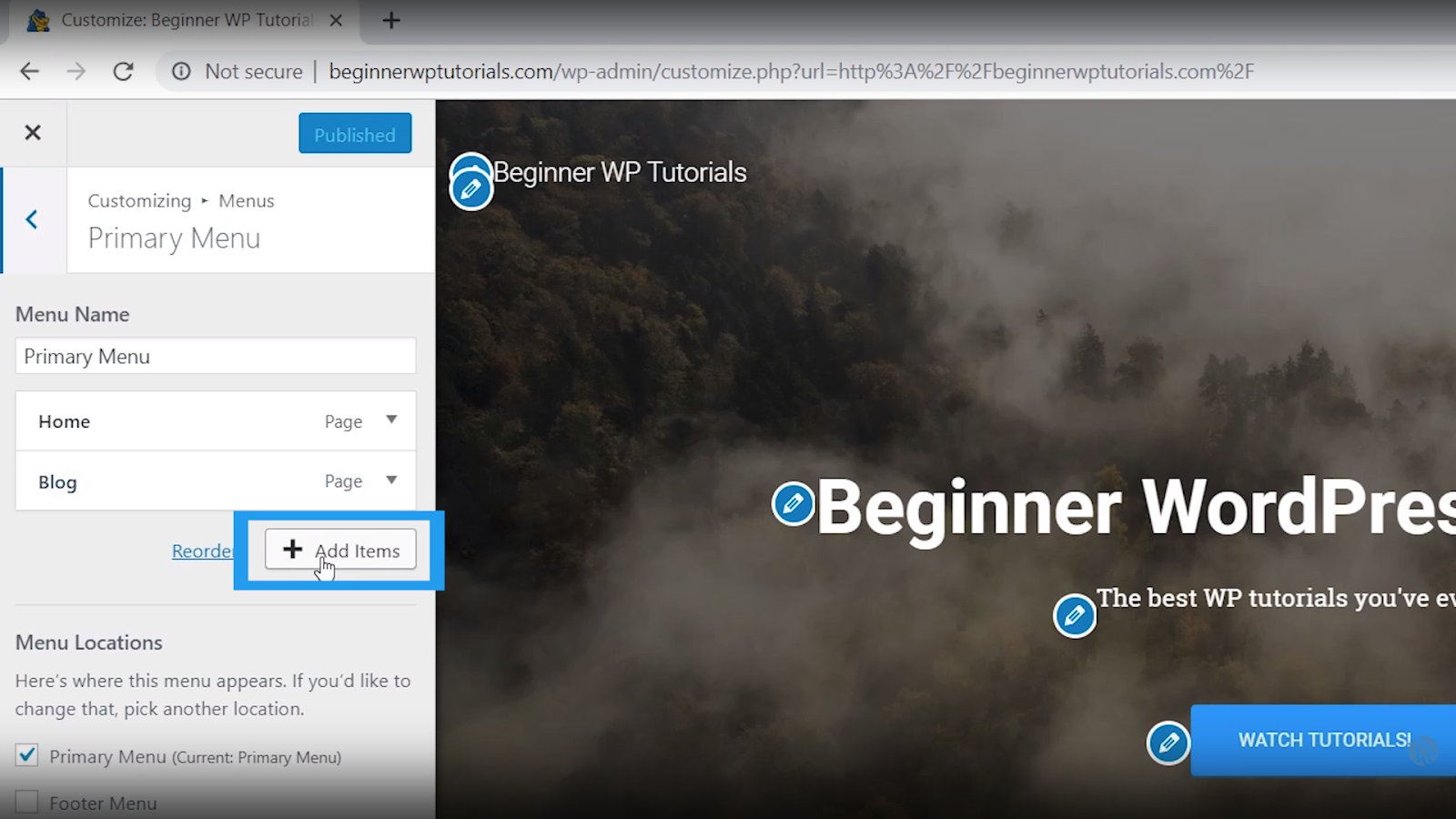 add page to menu wordpress tutorial for beginners