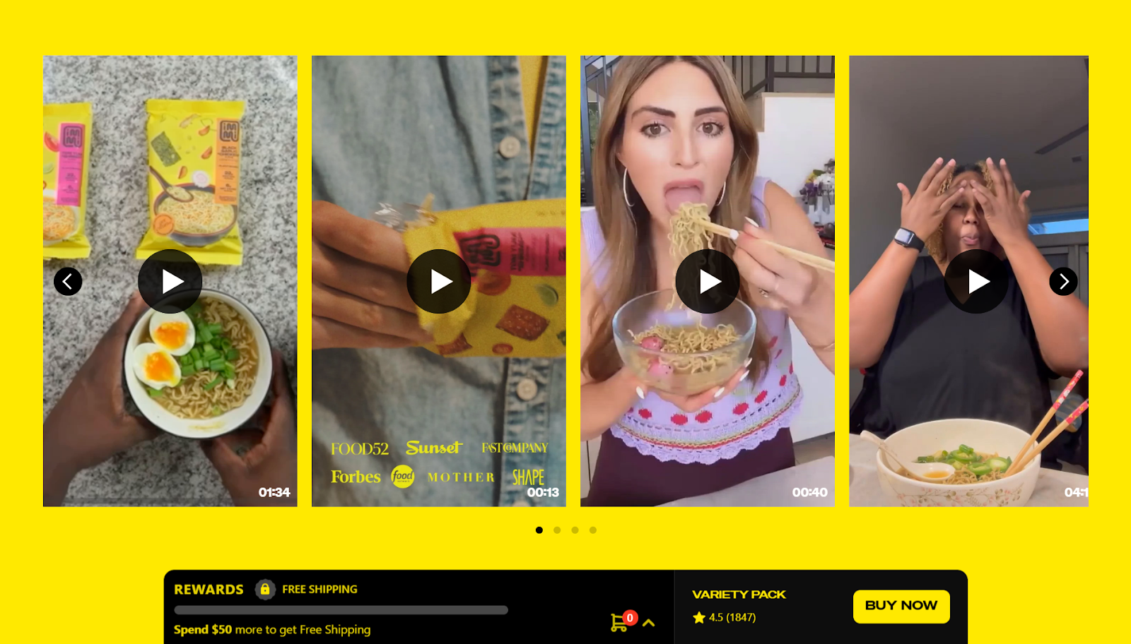  immi’s website page with use of interactive shoppable videos powered by Videowise