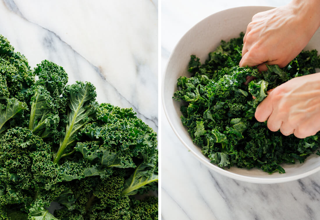 kale, before and after chopping