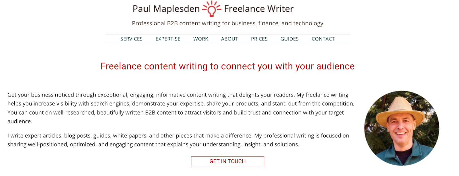 Freelance writer portfolio sample