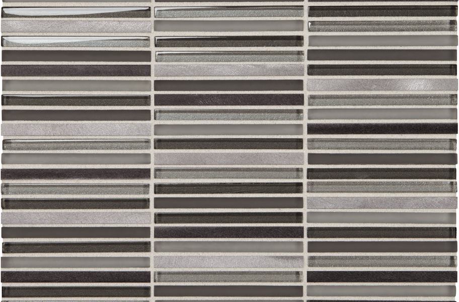 metal and glass backsplash tile