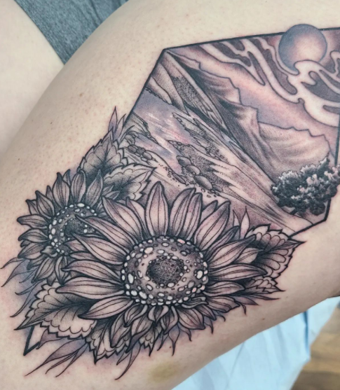 Adorable Sunflower Tattoo Design