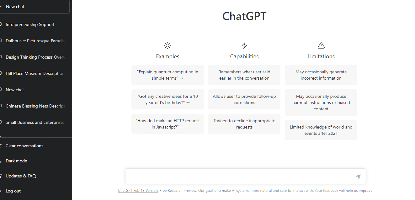 لوحة القيادة ChatGPT
