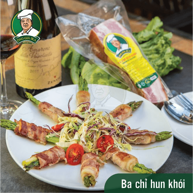 Thịt ba chỉ hun khói IKA cuộn măng tây nướng