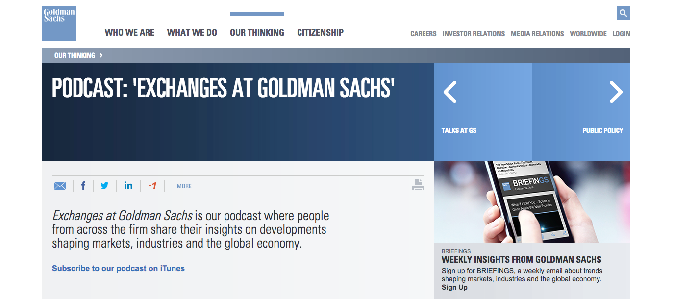 Goldman Sachs podcast
