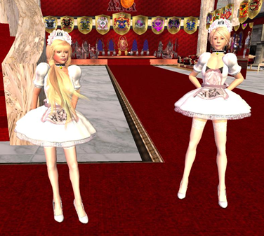 Trainee Maids Beck and Jasmine at AYA BDSM Sissy Maid Sanctuary foyer