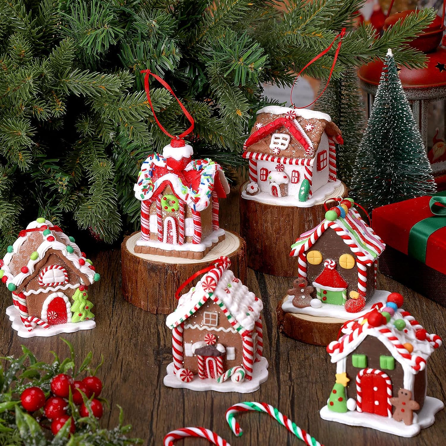 Wooden Gingerbread House Ornaments  