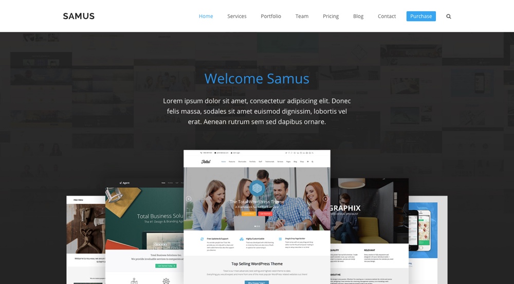 Tema total do WordPress: Demonstração da agência Samus