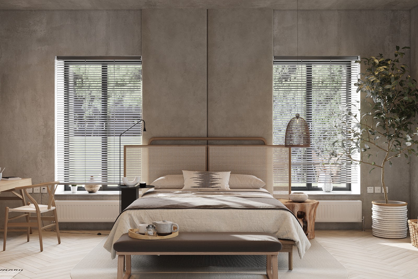 kamar tidur dengan desain japandi