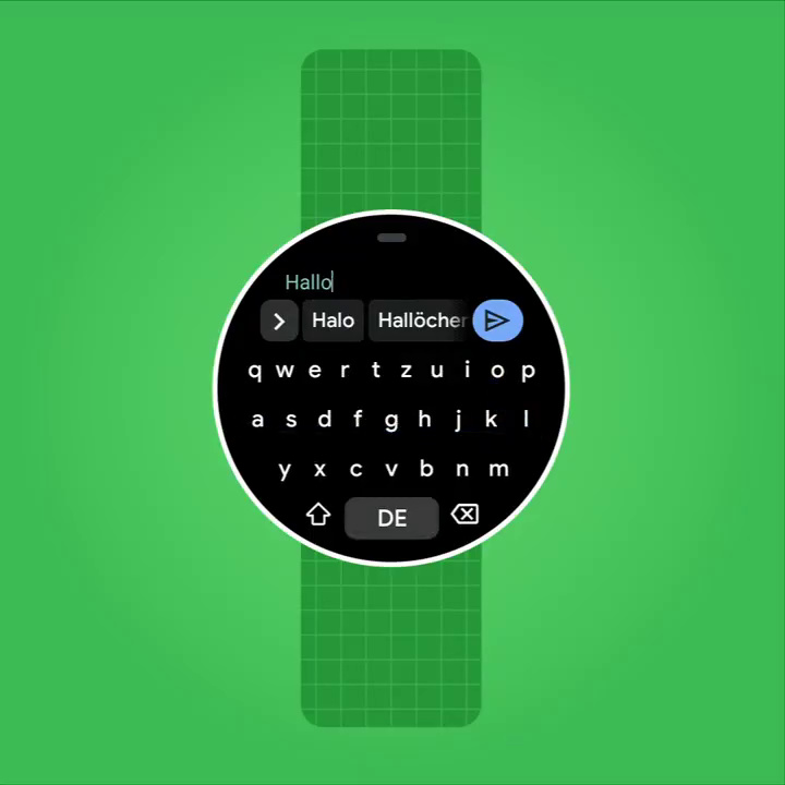 Screenshot of Gboard on Wear OS, showing a Dutch keyboard