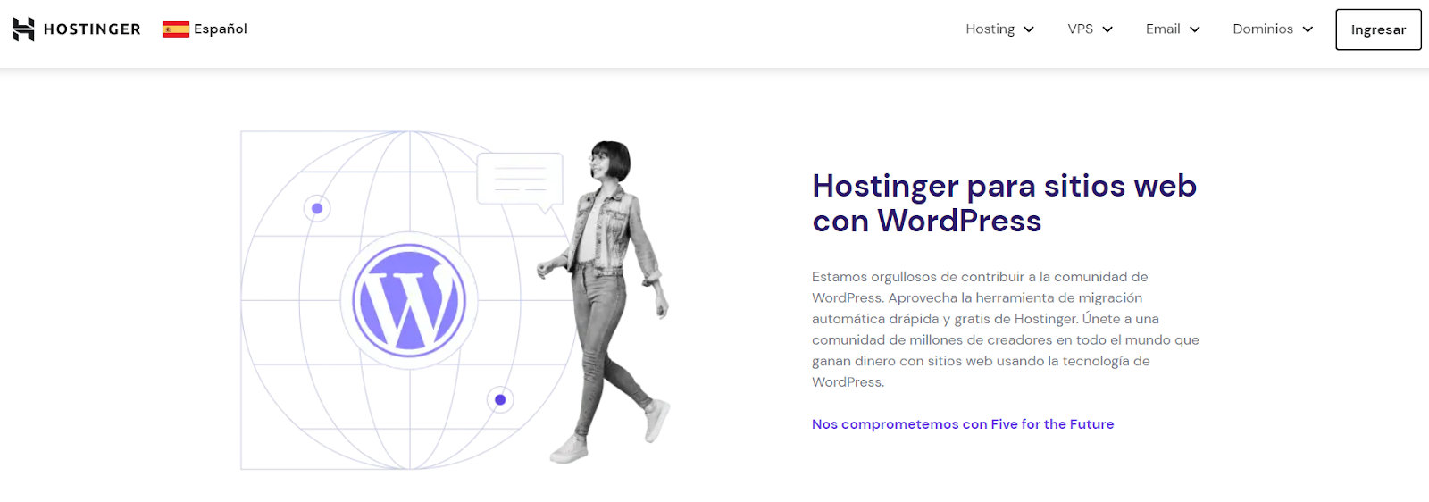 Página de Hosting WordPress de Hostinger