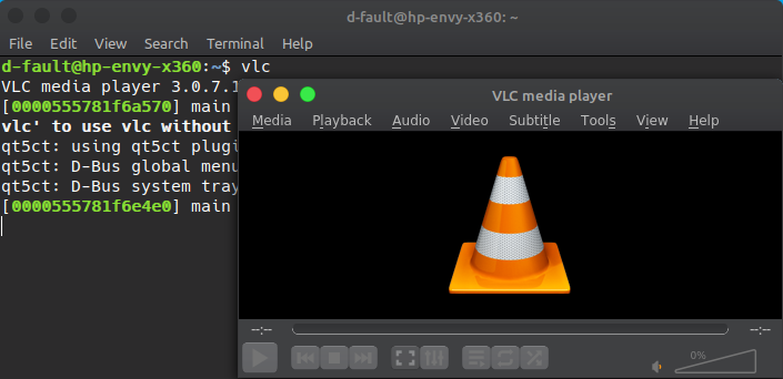 launching vlc media player using terminal