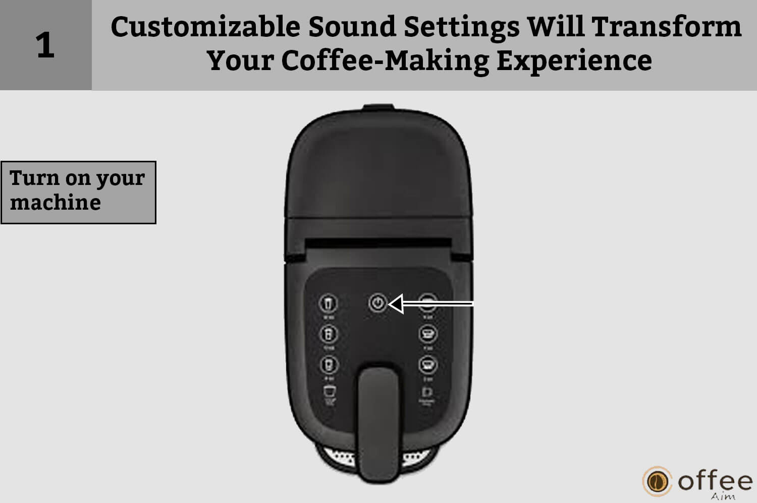 This image provides instructions on "Turning on your coffee maker" as part of our article titled "How to Connect Nespresso Vertuo Creatista Machine."