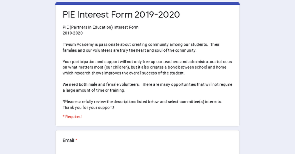 PIE Interest Form 2019-2020