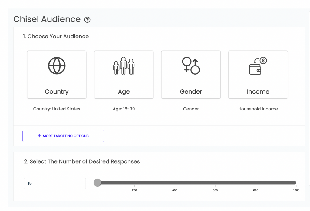 Select the options from the audiences tool to customize your customer base. 