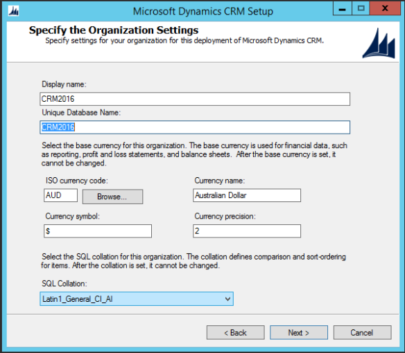 CRM 2016 Setup IFD