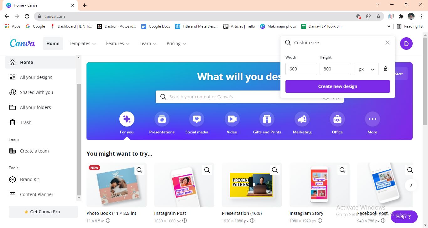 mengatur ukuran canvas di canva