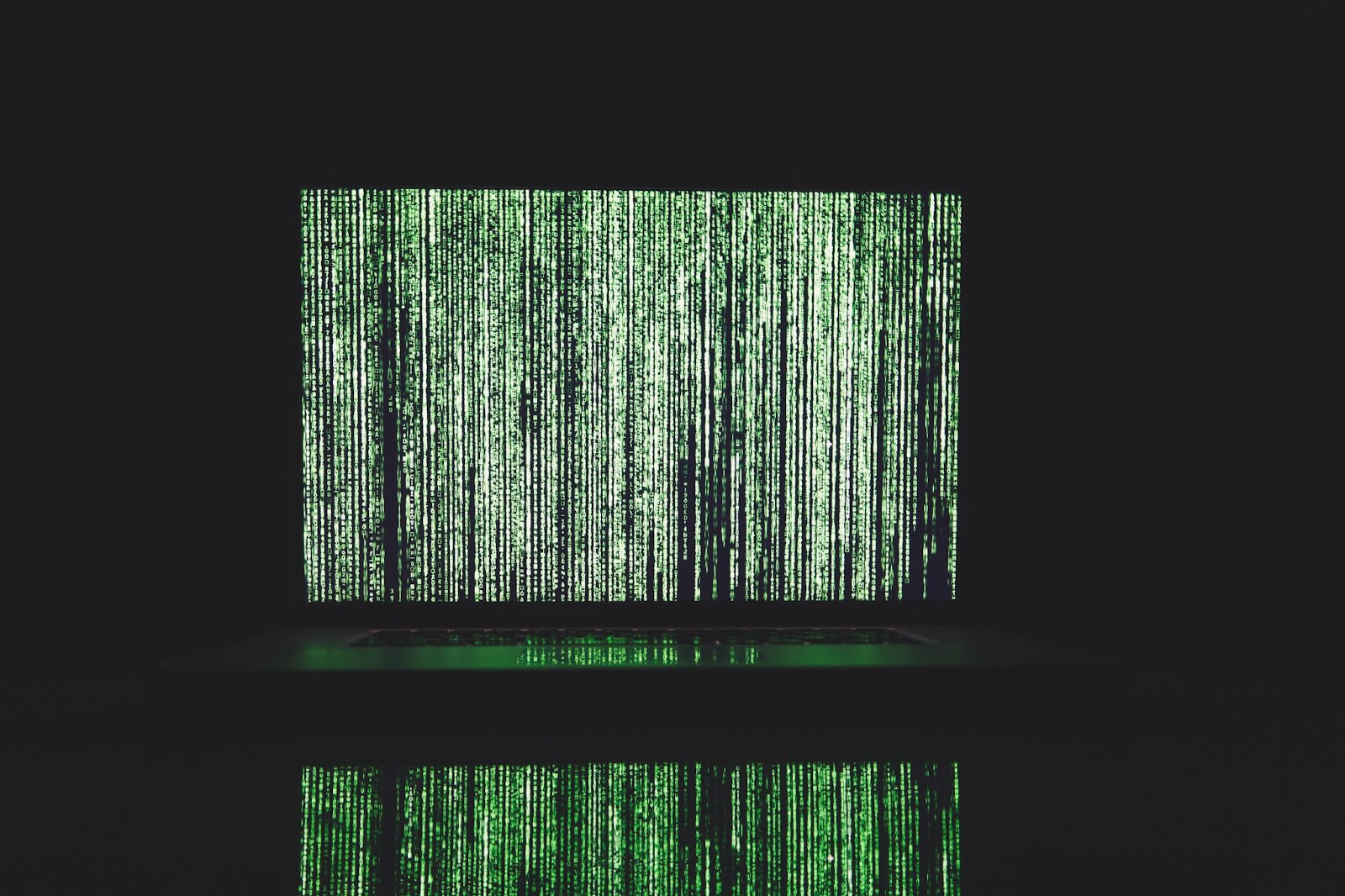 Lines of green code on a computer