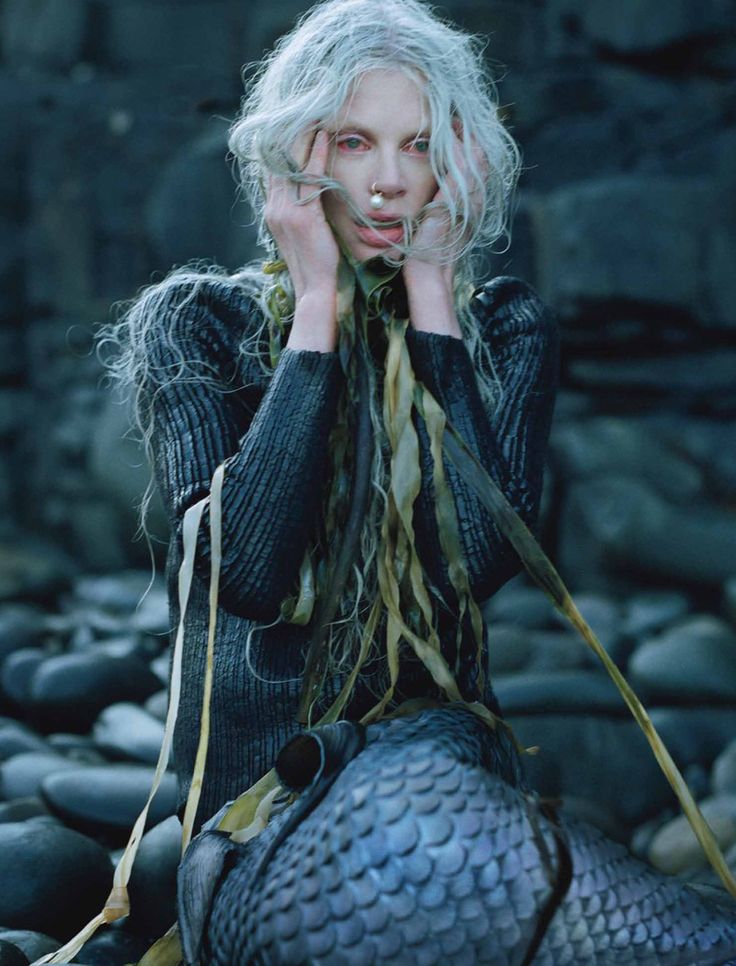 Kristen Mcmenamy stars as a lost mermaid in on of my FAVORITE editorials, “Far, Far From Land” for W December 2013 by photographed by the on...