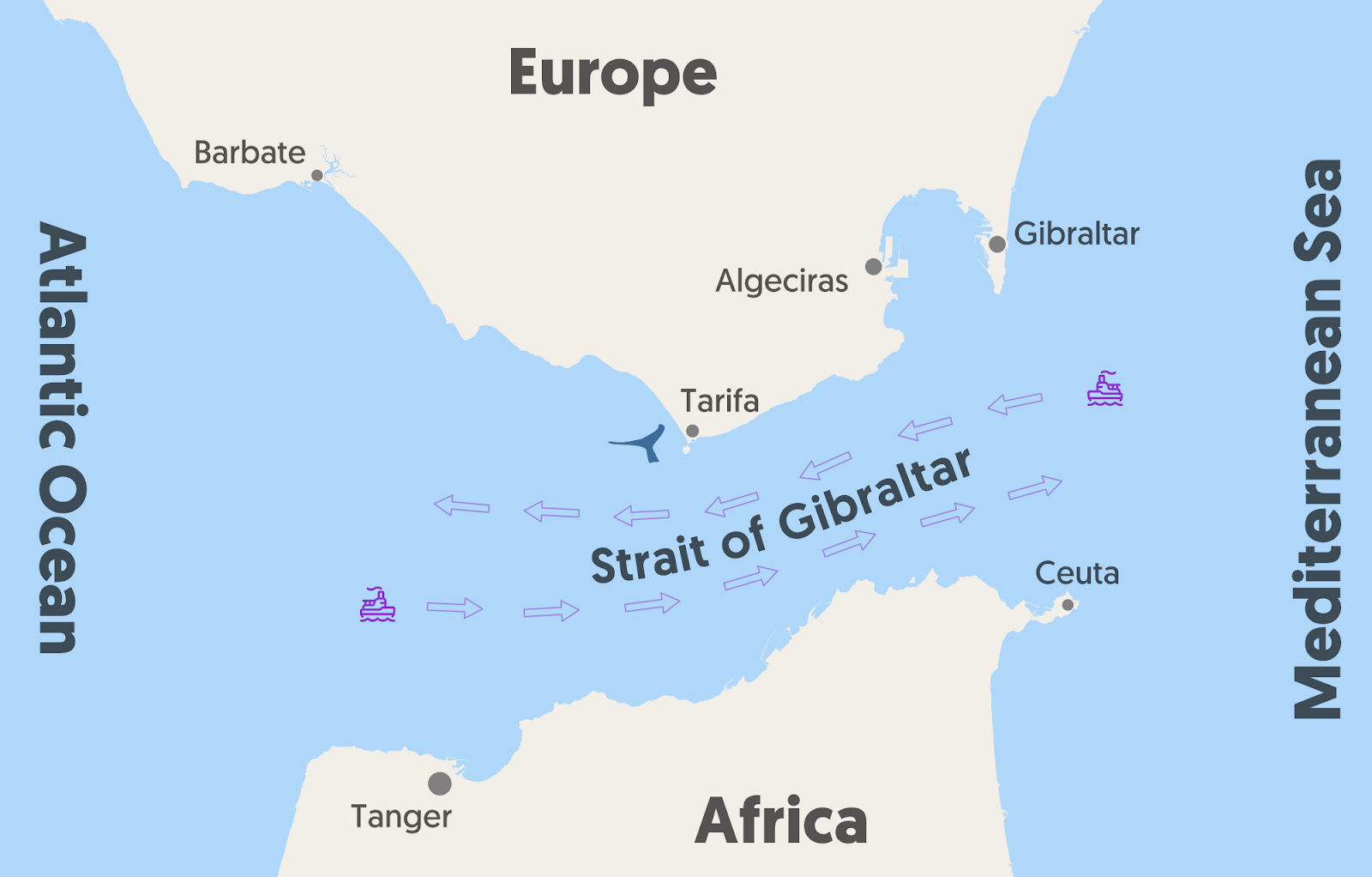The Strait of Gibraltar map