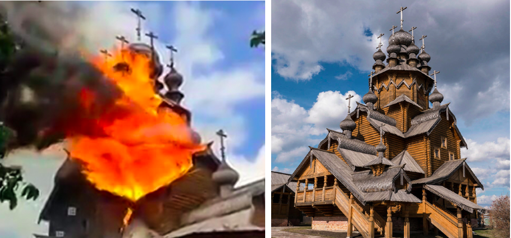 Російські окупанти обстріляли Святогірську лавру УПЦ МП у Донецькій області, загорілася дерев'яна будівля Всіхсвятського скиту, 4 червня 2022.