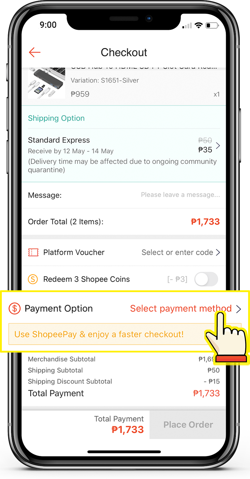 order using cash on delivery 