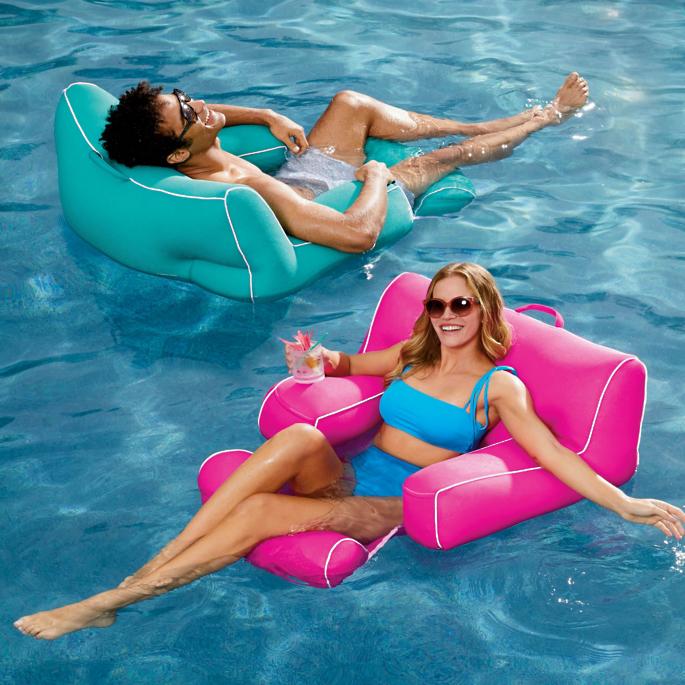 Frontgate Mesh Pool Chair in pink and teal