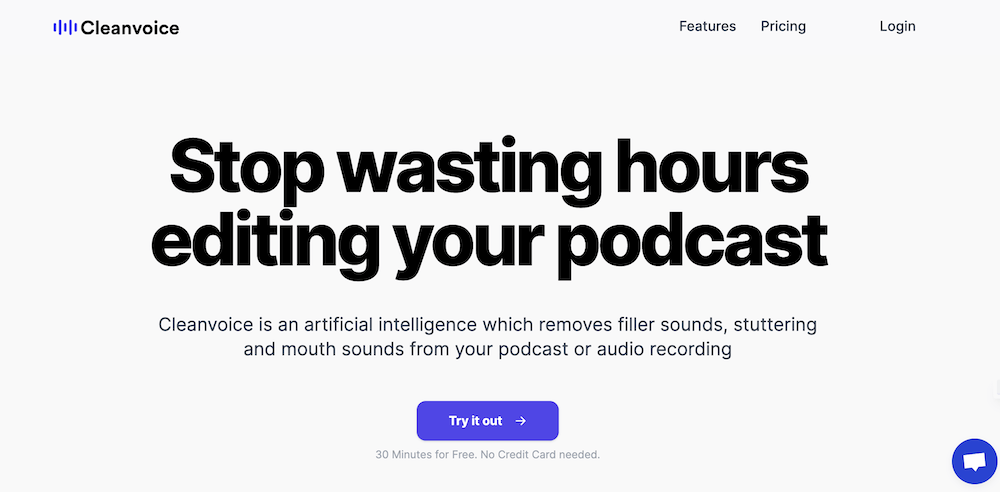 Cleanvoice AI. Podcast Editor. homepage screenshot
