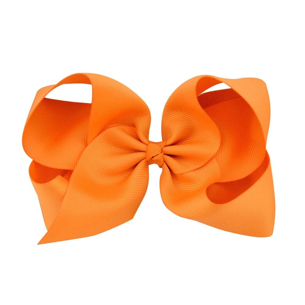 6 Inch Big Grosgrain Ribbon Solid Hairbows with Clips Girls Kids Hair
