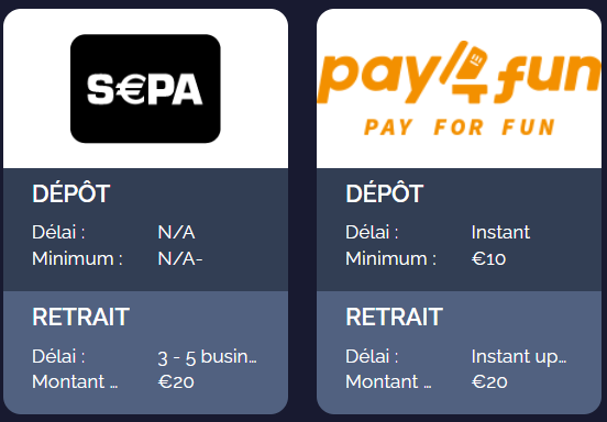 Méthodes de dépôt et de retrait Monte Cryptos Casino