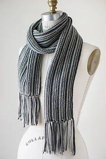 striped reversible knit scarf on dress form