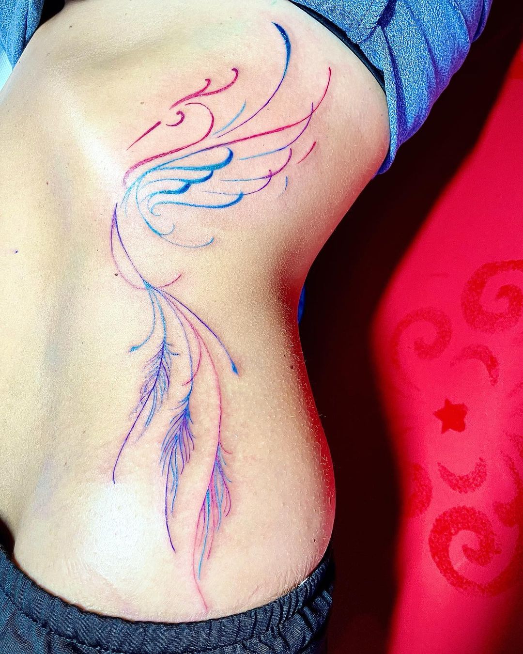 Colorful Outline Phoenix Tattoo