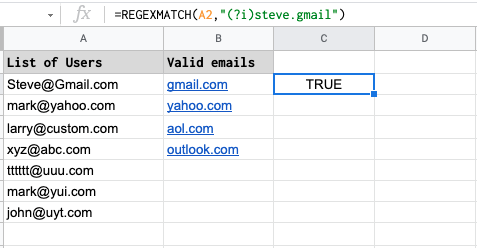 Google sheets if cell contains text from list multiple search