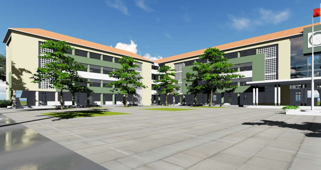 Trường học hiện đại với mái tôn 