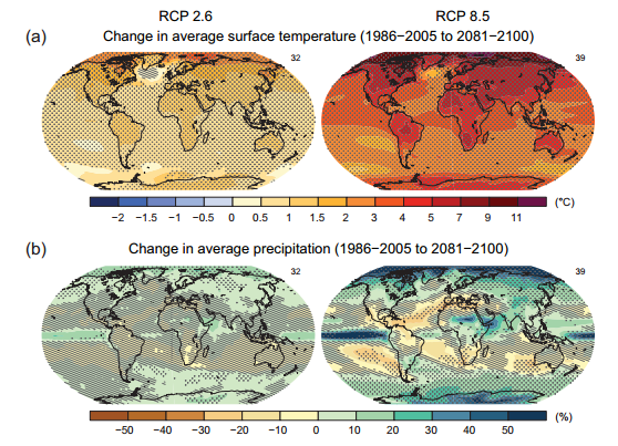 Climate Change Effects on Agriculture Maps of CMIP5 multi-model results for the scenarios RCP2.6 and RCP8.5 in 2081–2100 IPPC 2014
