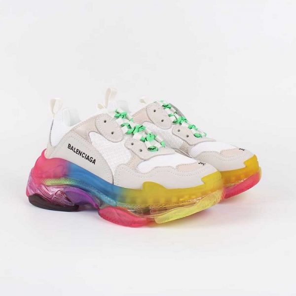 giay balenciaga triple s clear sole rainbow