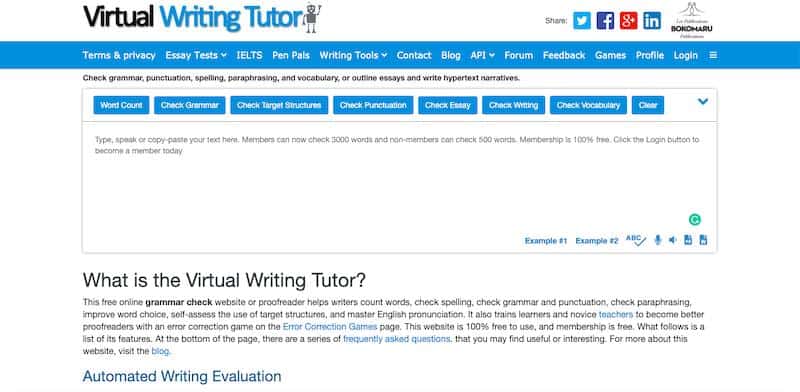 Outil d'écriture virtuelle : outil gratuit de vérification de la grammaire