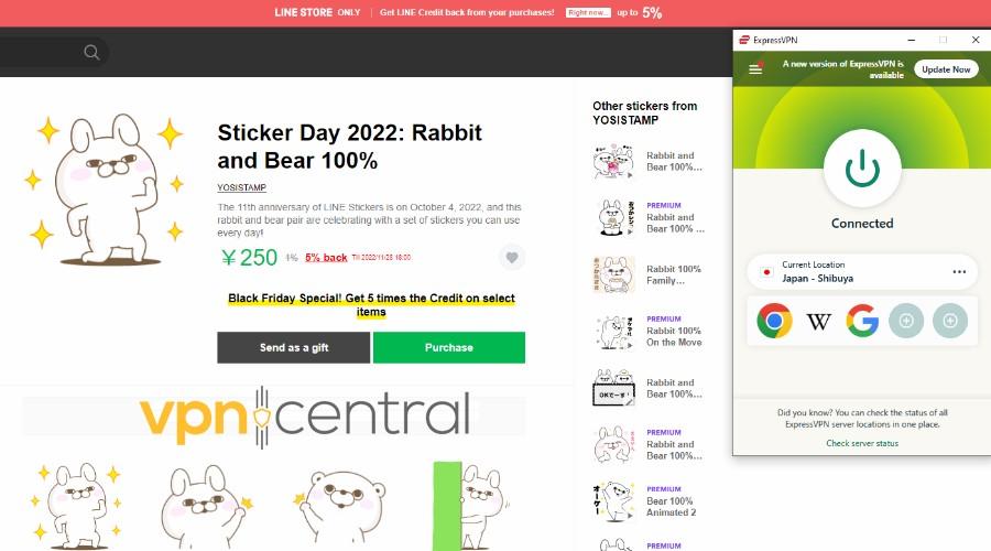 line stickers purchasing unblocked with expressvpn