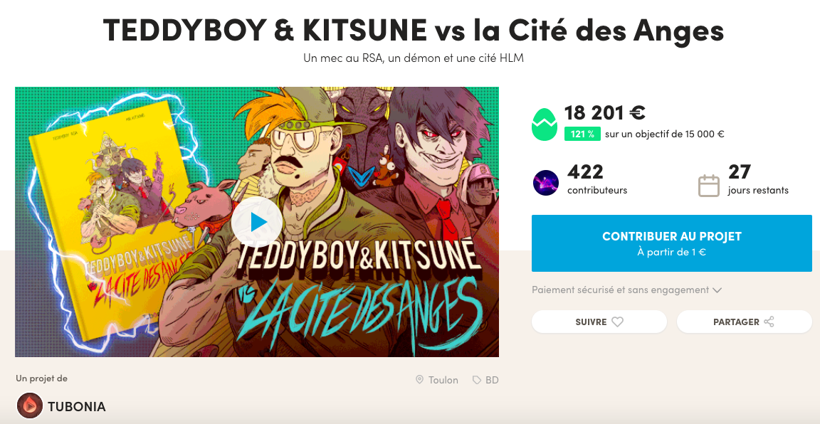 TeddyBoy RSA Kitsune crowdfunding BD gagner argent Youtube