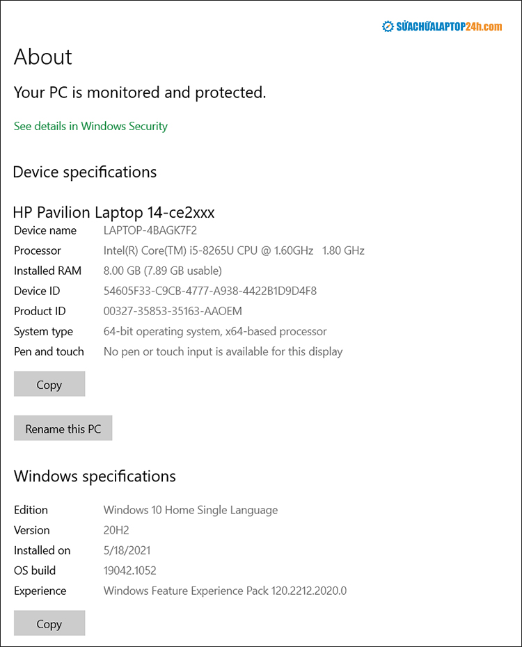 Xem cấu hình máy tính từ Windows 8 trở lên