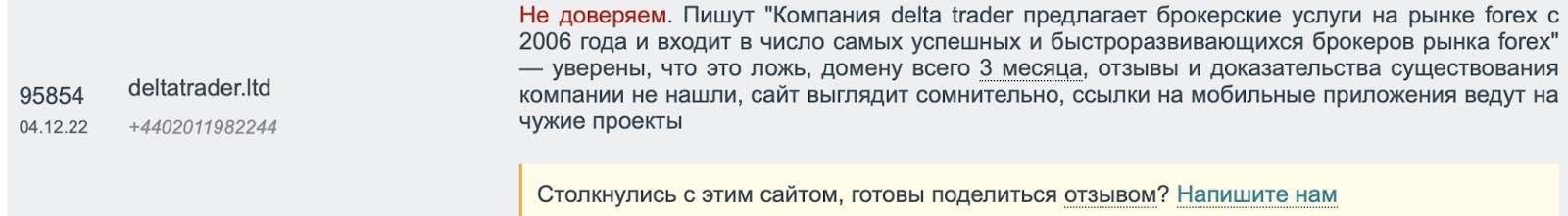 Delta Trader: отзывы клиентов о работе компании в 2022 году