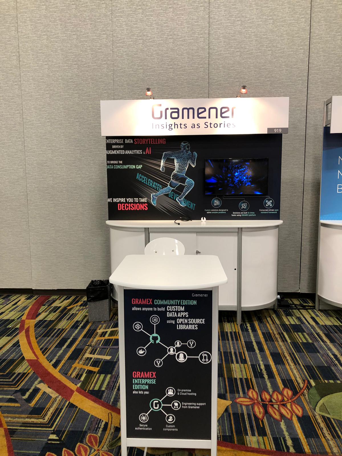 Gramener's booth at the Gartner Data and Analytics summit 2019, Orlando - Florida.