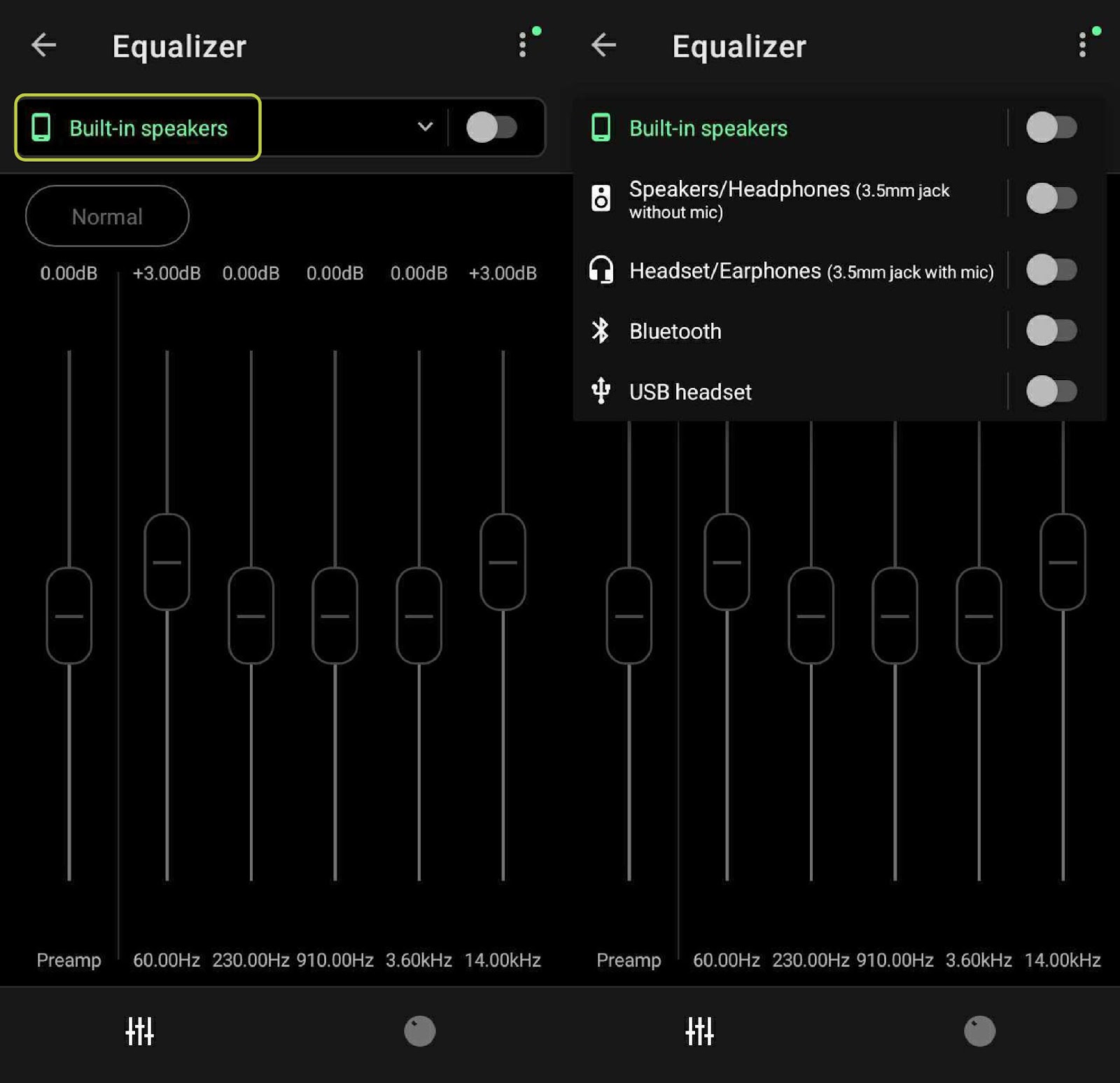Tap on the presets to find settings that are appropriate depending on what device you're listening on