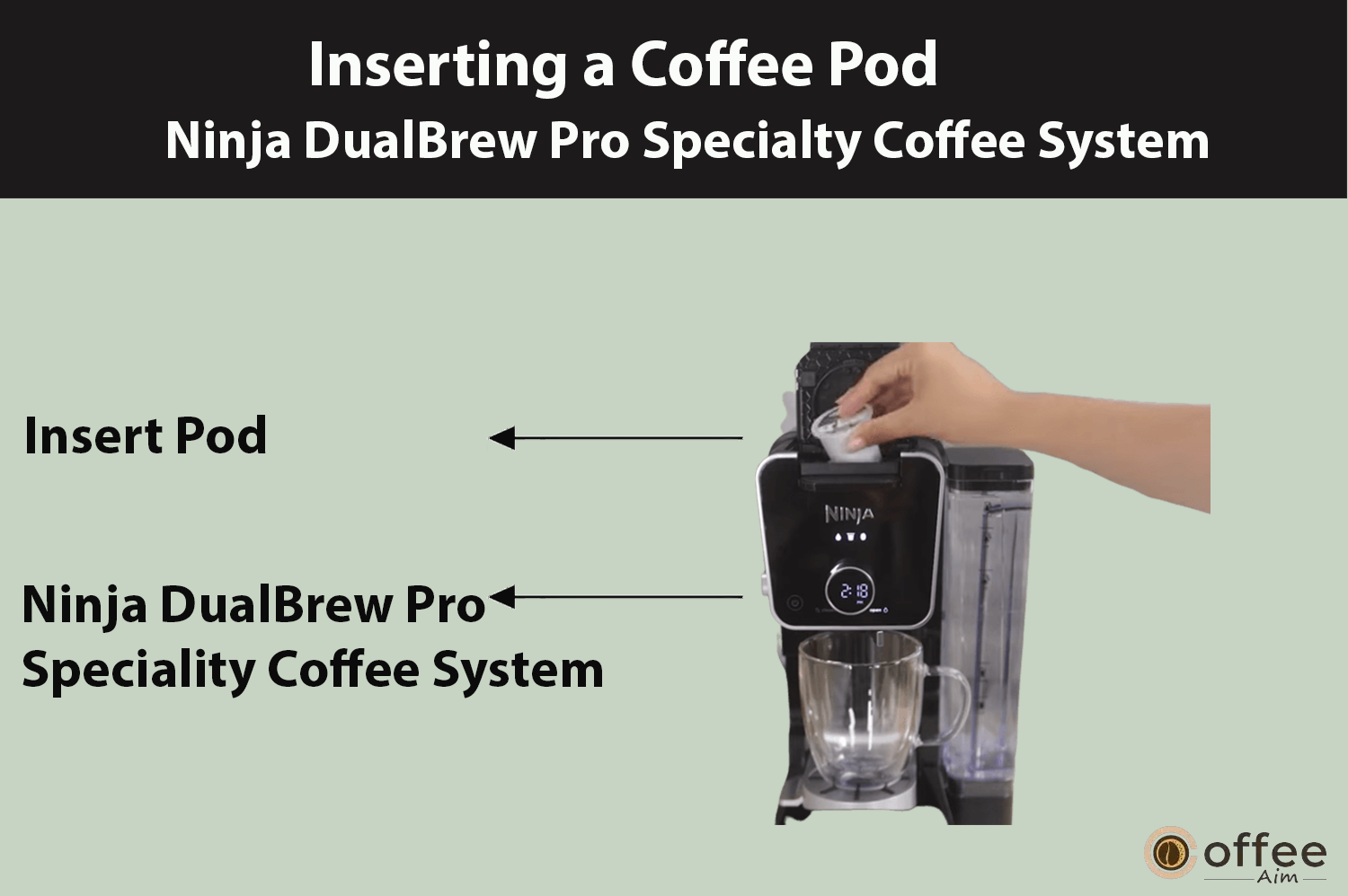 "This image showcases the insertion of a coffee pod into the Ninja DualBrew Pro Specialty Coffee System, as featured in the article 'How to Use Ninja DualBrew Pro Specialty Coffee System, Compatible with K-Cup Pods, and 12-Cup Drip Coffee Maker'."