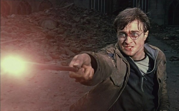 Harry Potter using his wand